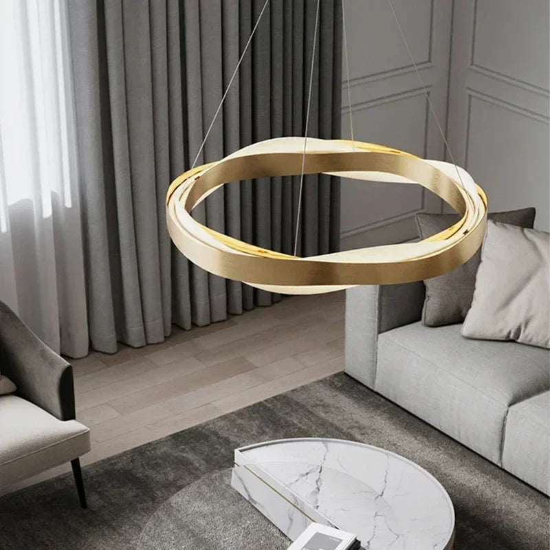 DecorBites™ Elegant Black Circle Chandeliers | Luxury Acrylic Pendant Light for Home Living Room