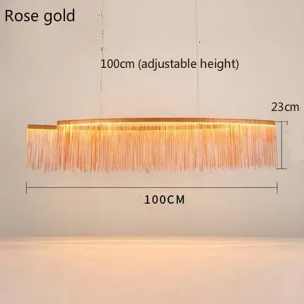 DecorBites™ LED Aluminum Tassel Chandelier: Modern Dimmable Light for Living Room, Hotel, Hall