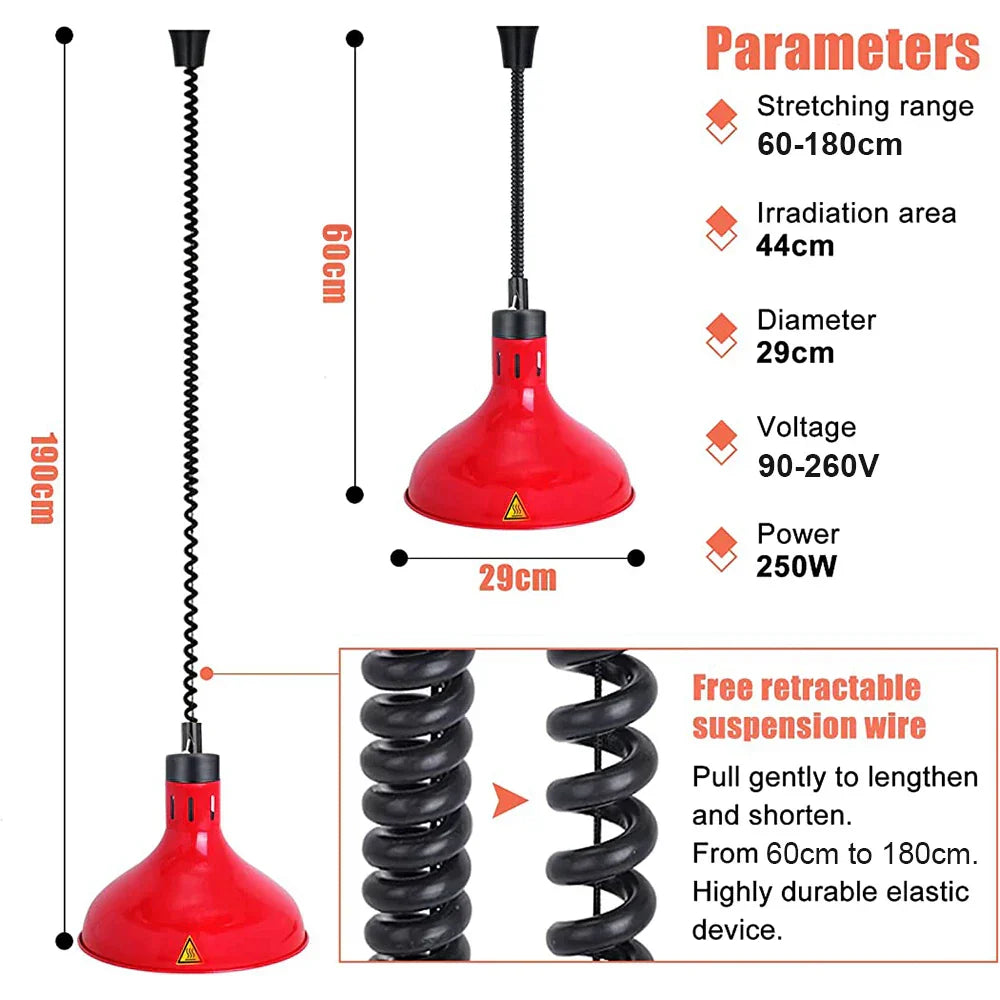 DecorBites™ Electric Telescopic Food Heat Lamp for Kitchen Fixtures & Restaurants
