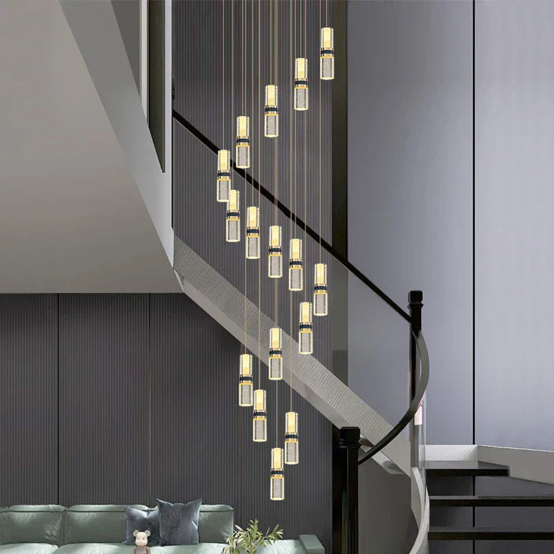 DecorBites™ Crystal Columnar Chandelier Stair Light for Home, Restaurant, Bar, and Villa