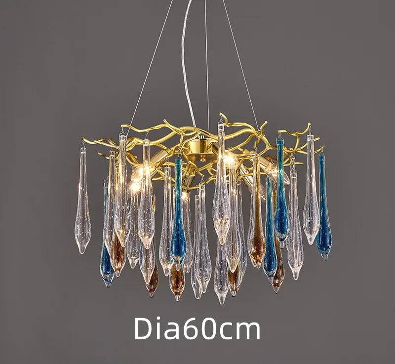DecorBites™ Gold LED Branch Chandelier for Living Room, Bedroom, Hotel - Modern Luxury Aluminum Pendant Light