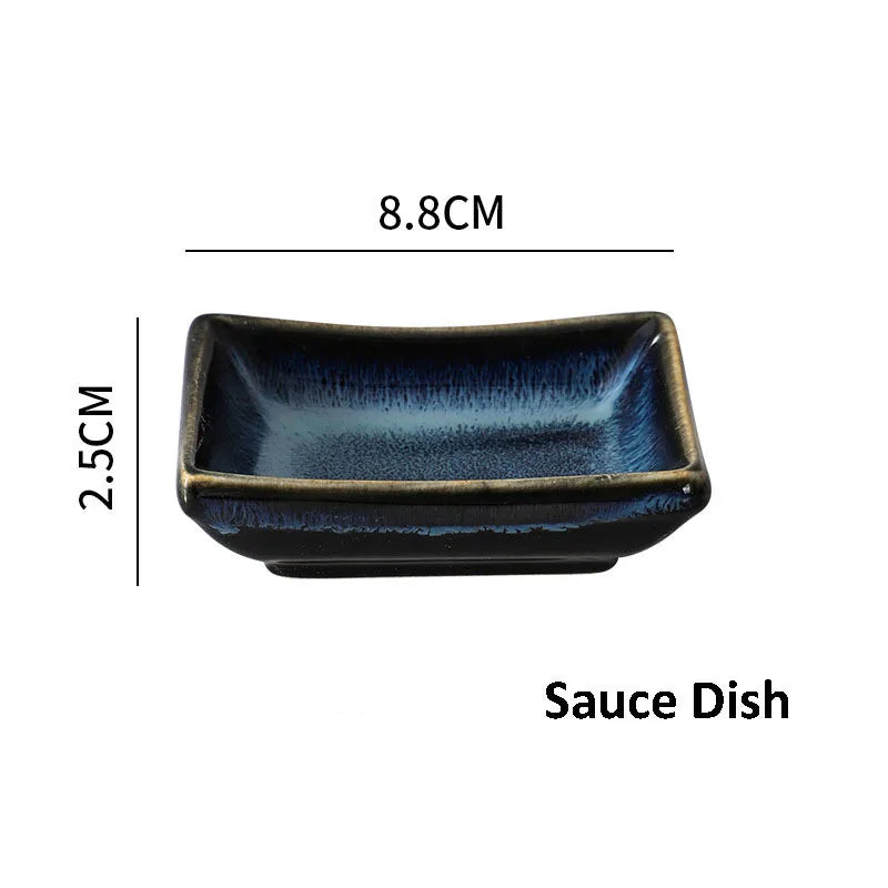 DecorBites™ Ceramic Dinnerware Set - Japanese-Inspired Kiln Change Plates and Bowl