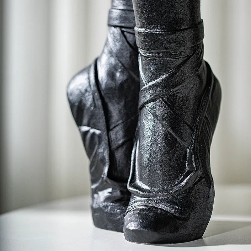 DecorBites™ Ballet Shoes Vase: Realistic Dancer Portrait Sculpture for Home Decoration