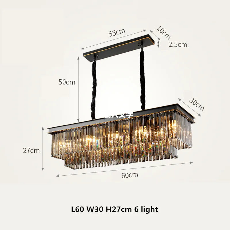 DecorBites™ Gold Black Metal LED Pendant Lights with Crystal Suspension and Chain Hangings