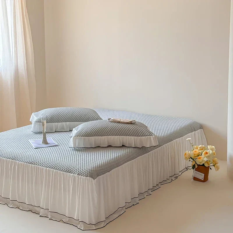 DecorBites™ Cool Feeling 3-Piece Bedding Set - Solid Color Bedskirt, Bedspreads, Sheets & Pillowcases