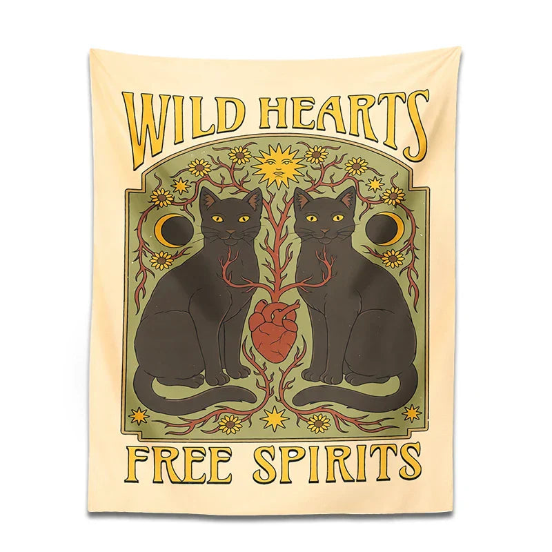 DecorBites™ Cat Hearts Tapestry Wall Hanging for Boho Home Decor
