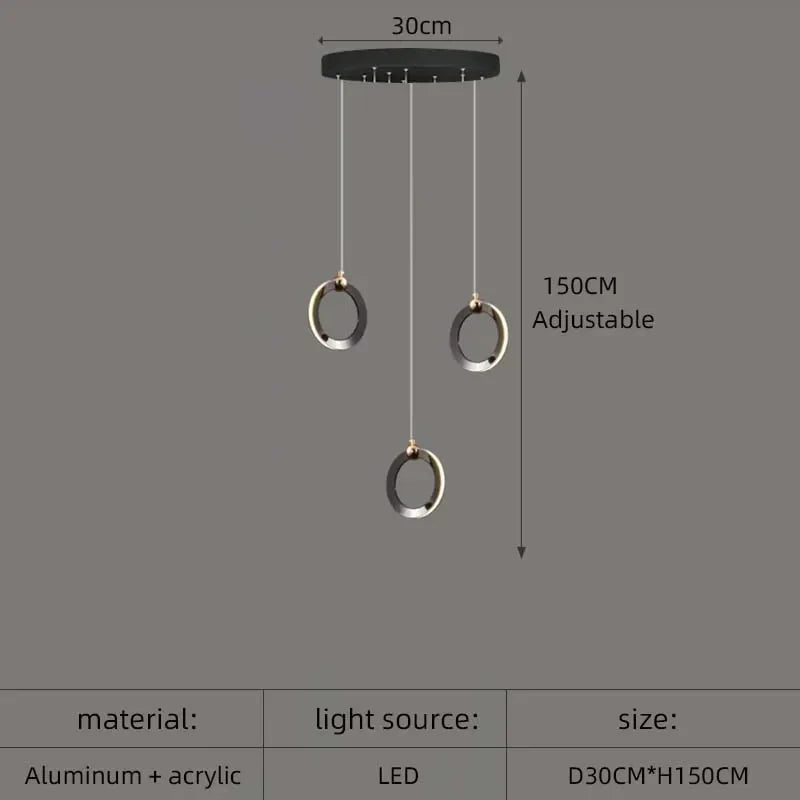 DecorBites™ Aluminum LED Chandelier Crystal Round Hanging Lamps Luxury Staircase Lighting Fixtures