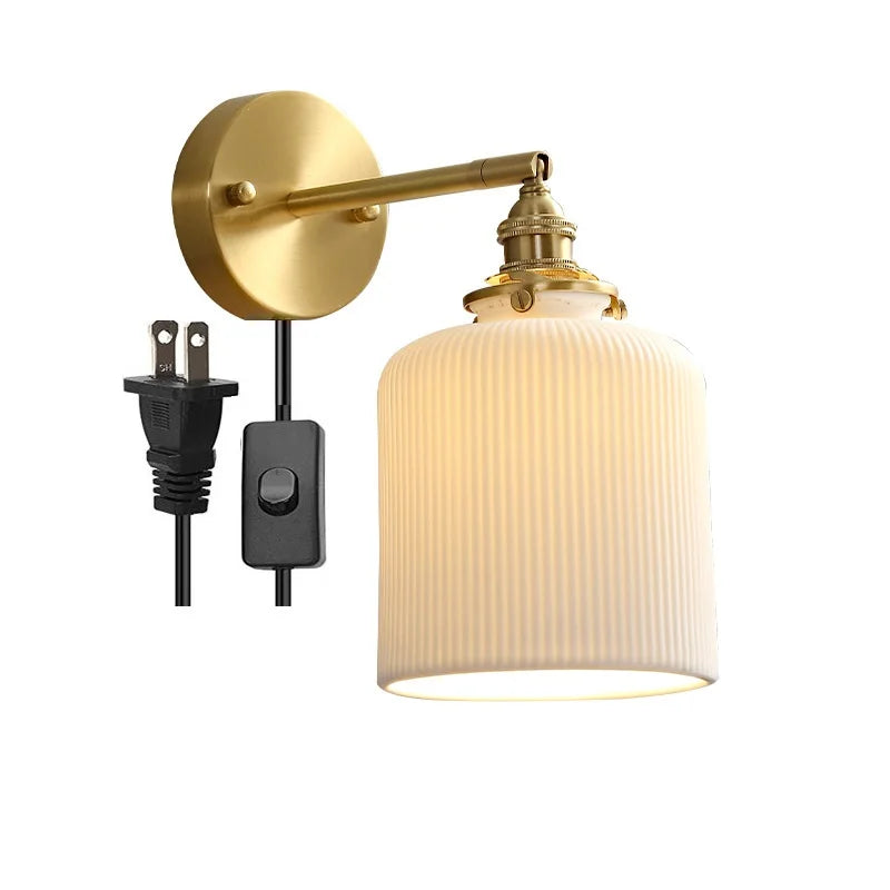 DecorBites™ Ceramic LED Wall Lamp Pull Chain Bedroom Bathroom Mirror Light