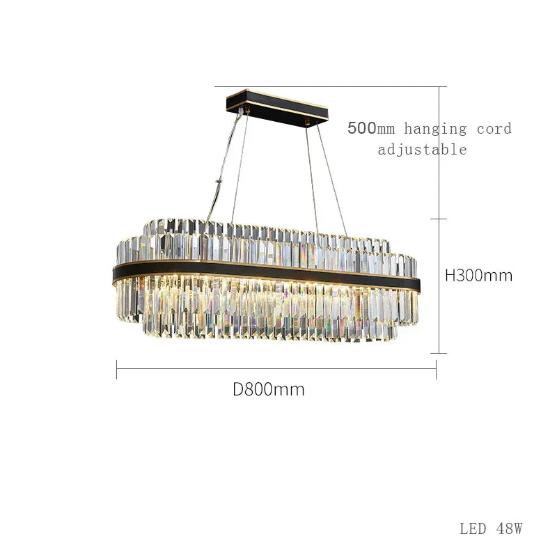 DecorBites™ Black LED Crystal Chandelier for Dining Room Luxury Design