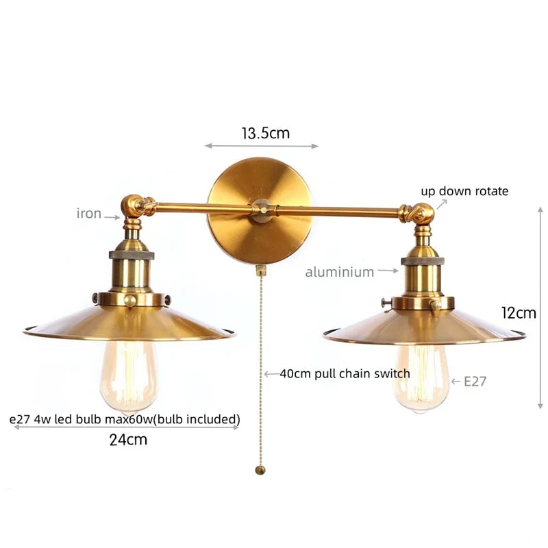 DecorBites™ Dual Head LED Wall Light Pink Industrial Bedside Lamp