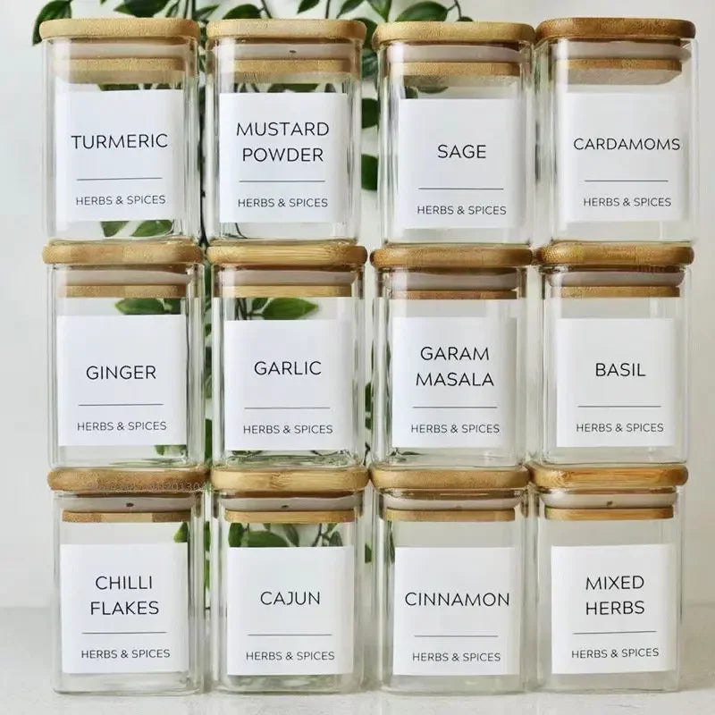 DecorBites™ Glass Jar with Bamboo Lid - Food Storage Container for Tea, Coffee, and More