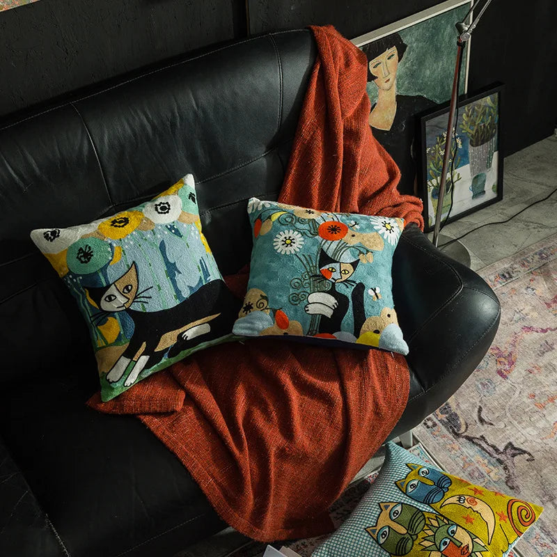 DecorBites™ Christmas Picasso Style Abstract Cushion Cover for Living Room Sofa and Bed