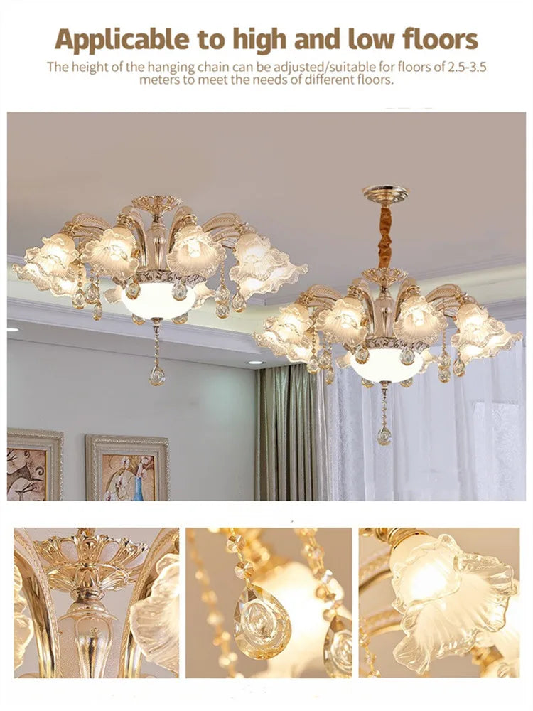 DecorBites™ Crystal Ceiling Chandelier: Nordic Modern Luxury for Living Room, Hotel, Lobby.
