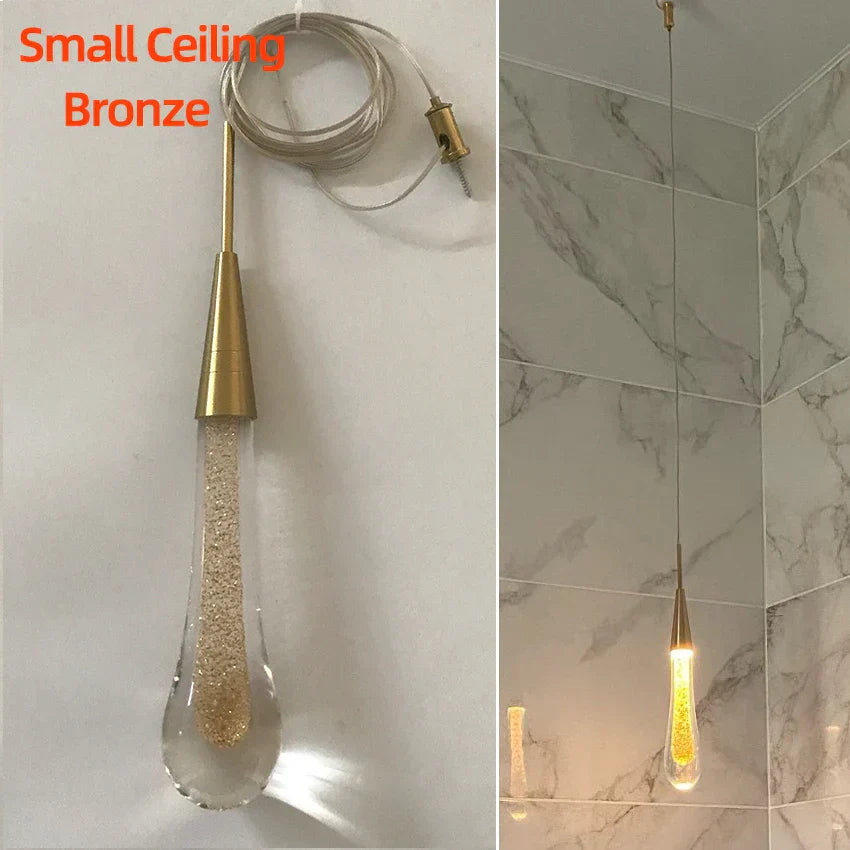 DecorBites™ Crystal Glass LED Pendant Tear Drop Light Chandelier