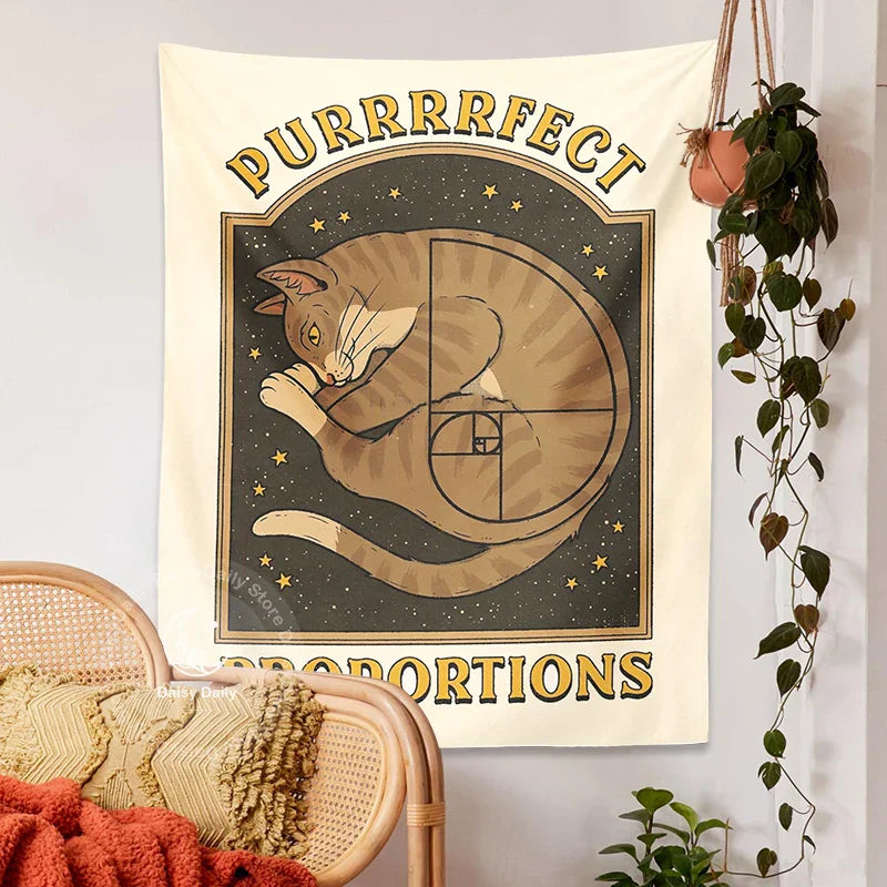DecorBites™ Cute Cat Tapestry Wall Hanging for Purrfect Proportions & Boho Decor