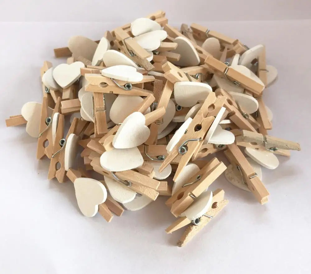 DecorBites™ 50-Piece Mini Wooden Clips for Photos Crafts, 25mm Small Clothespin Decoration