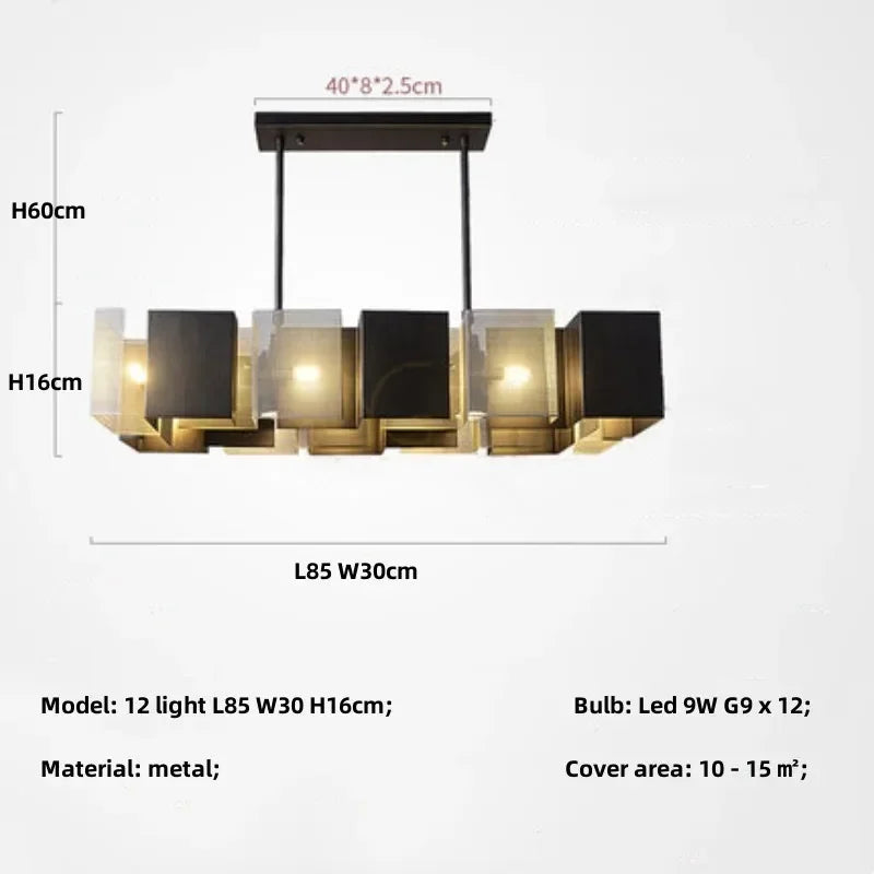 DecorBites™ Black Metal Loft LED Chandelier: Modern Indoor Pendant Lamp Fixture Home Lighting