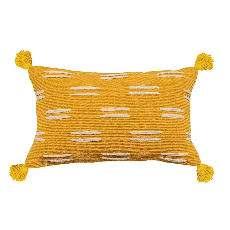 DecorBites™ Geometric Tufted Tassel Cushion Cover Cotton Canvas Fall Pillow Cover