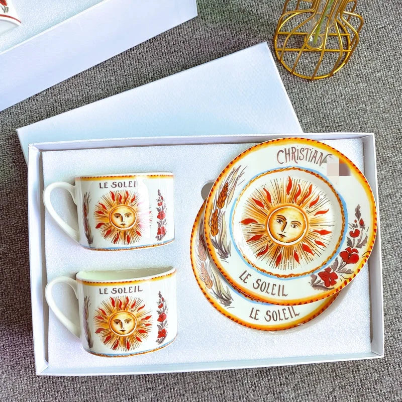 DecorBites™ Bone China Coffee and Tea Cup Set with Saucer, Teaware, Dessert Dish