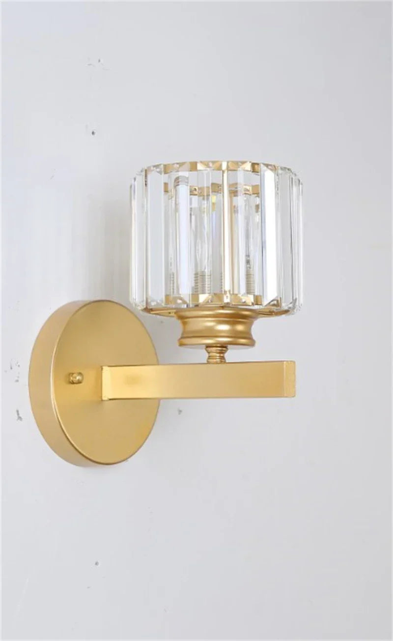 DecorBites™ Black Gold Crystal Wall Lights Modern LED Sconce for Bedroom Living Room