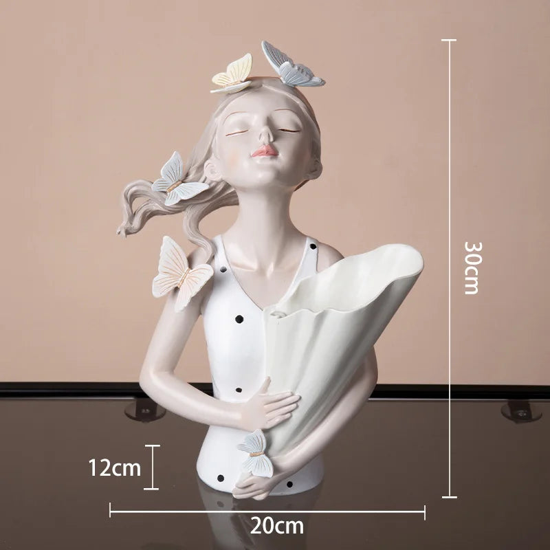 DecorBites™ Butterfly Girl Sculpture Vase Set - Modern Decorative Resin Flower Ornaments