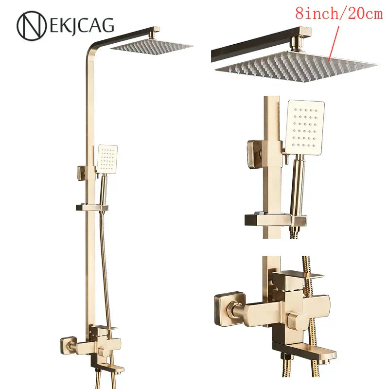 DecorBites™ Black Stainless Steel Shower Faucet Set with Waterfall Outlet - Chrome Bathtub Tap