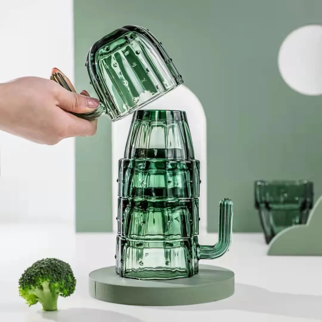 DecorBites™ Cactus Glass Mug 240ml: Creative Office Home Kitchen Drinking Cup