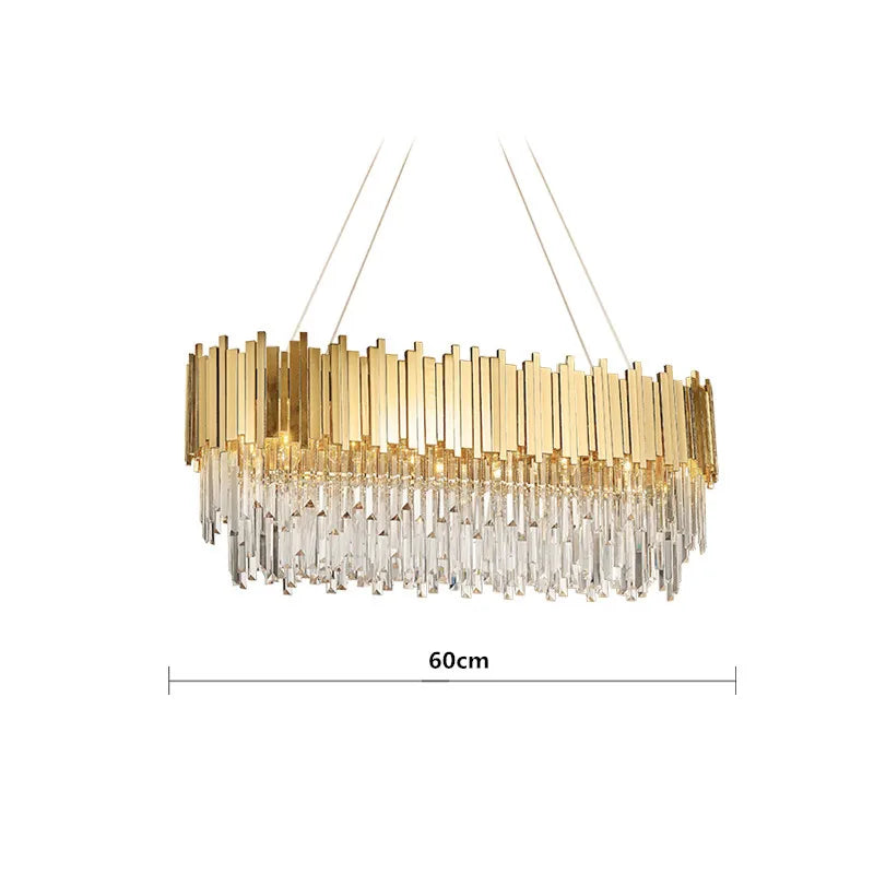 DecorBites™ Crystal LED Pendant Lights: Luxury Gold Plating Metal Hanging Lamp for Living, Dining, Bedroom