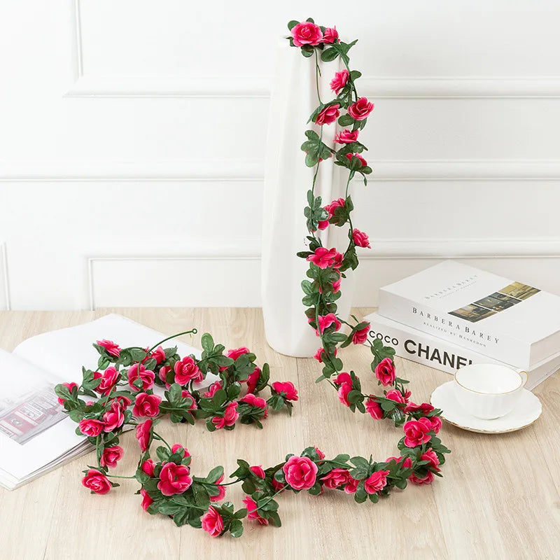 DecorBites™ 250cm Rose Flowers Vine Garland Autumn Cane Backdrop Decor