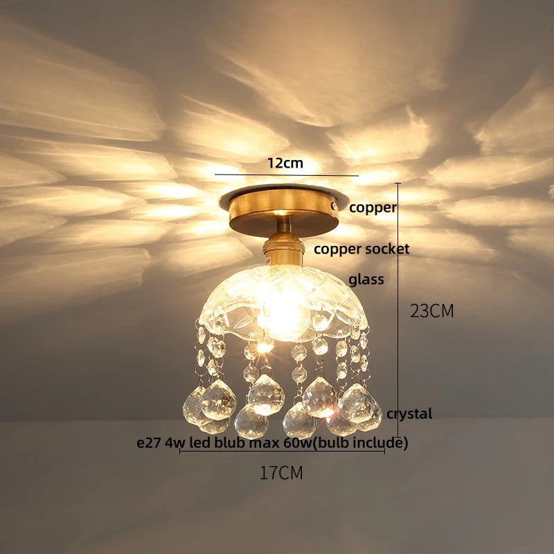 DecorBites™ Glass Grid LED Ceiling Lamp: Luxury Crystal Nordic Copper Ceiling Lights