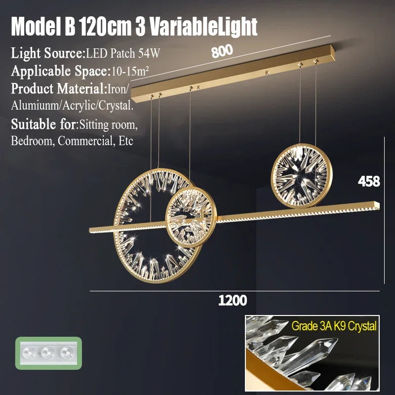 DecorBites™ Crystal Ring Chandelier: Modern Nordic Living Room Light, Luxury Minimalist Home Decor Lamp
