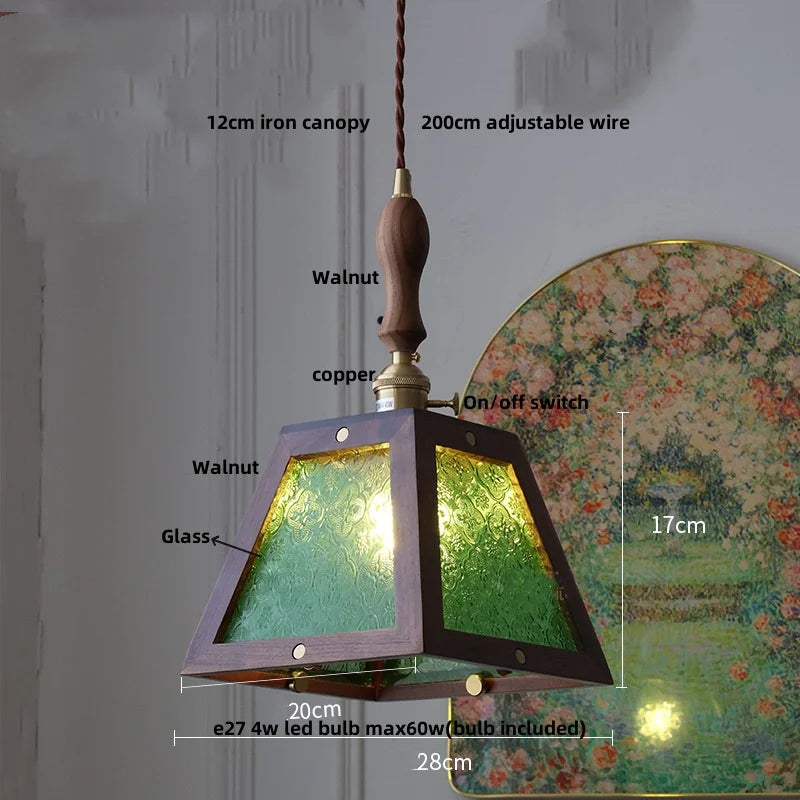 DecorBites™ Clear Glass Walnut Wood LED Pendant Lamp - Nordic Modern Hanging Lights