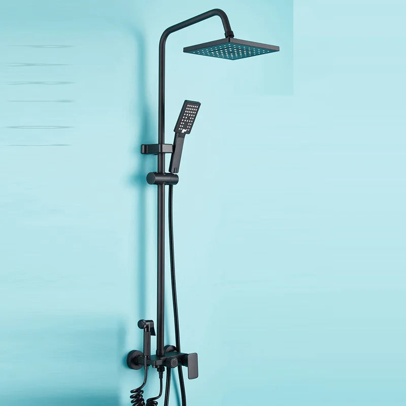 DecorBites™ Black Wall Mounted Bathroom Shower Faucet Set - Bathtub Mixer Tap