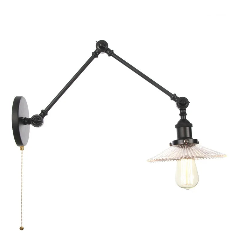 DecorBites™ Clear Glass Swing Arm Wall Light Fixture for Dining Living Room Cafe