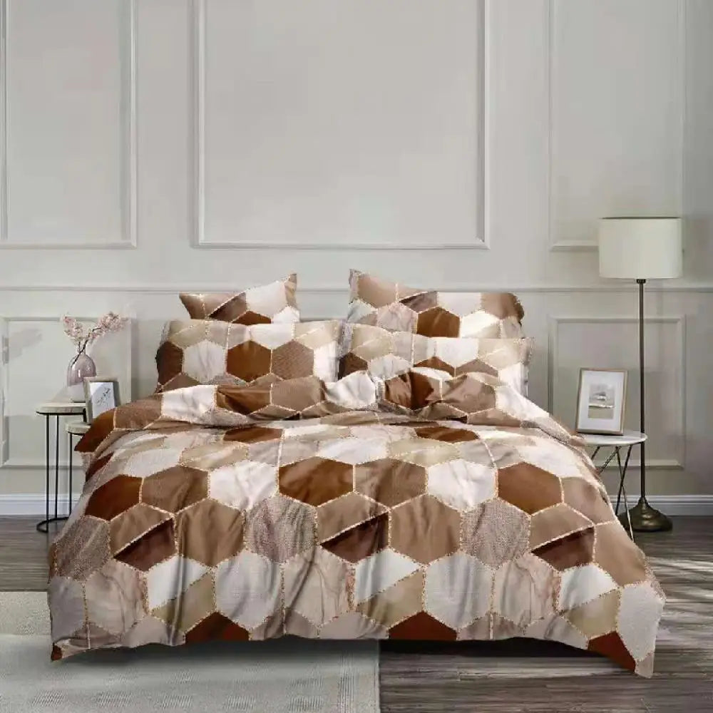 DecorBites™ Honeycomb Marble Patterned Bedding Set, Luxurious Duvet Cover with Pillowcase