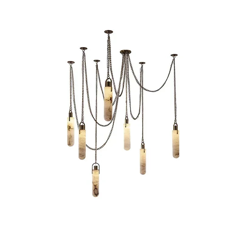 DecorBites™ Gold Chrome LED Chandelier for Dining Room - 2025 Marble Design