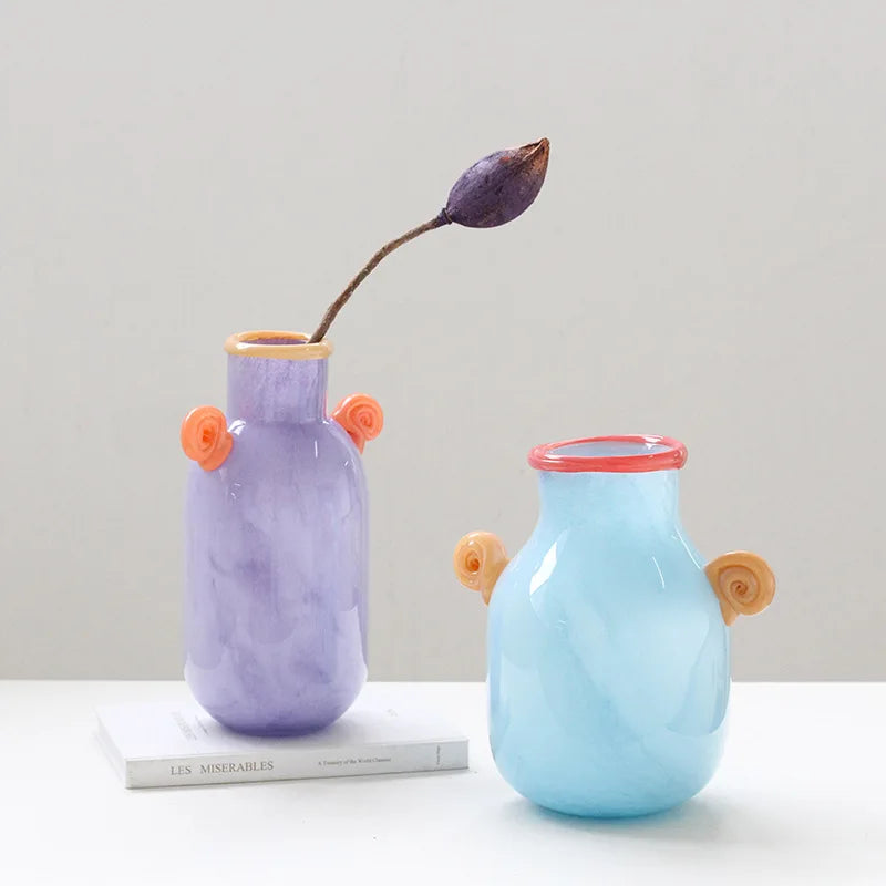 DecorBites™ Glass Vase with Candy Handle for Home Decor and Floral Arrangements