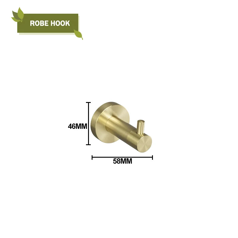 DecorBites™ Brushed Gold Bath Hardware Set: Paper Holder, Towel Bar, Robe Hook - Wall Mount Bathroom Accessories
