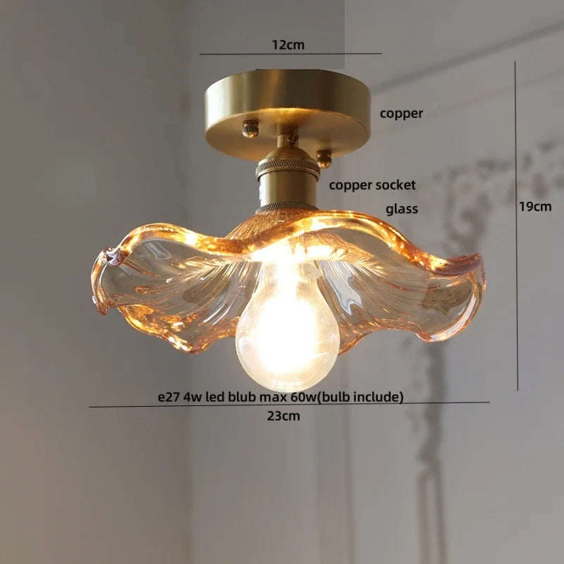 DecorBites™ Amber Glass LED Ceiling Lamp Nordic Modern Simple Indoor Lighting