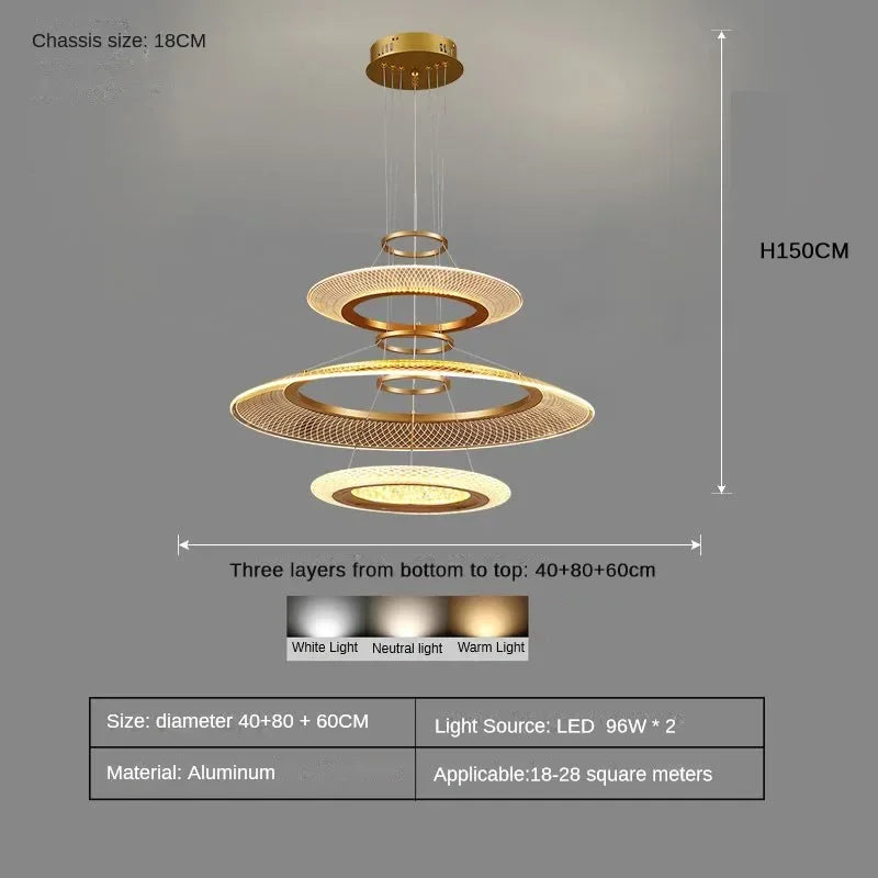 DecorBites™ LED Ring Chandelier: Luxury Living Room Lighting Fixture
