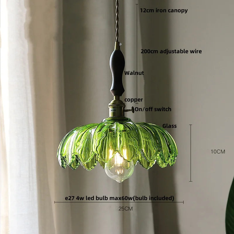 DecorBites™ Amber Glass LED Pendant Lamp 200cm Wire Adjustable Nordic Modern Simple Hanging Lights