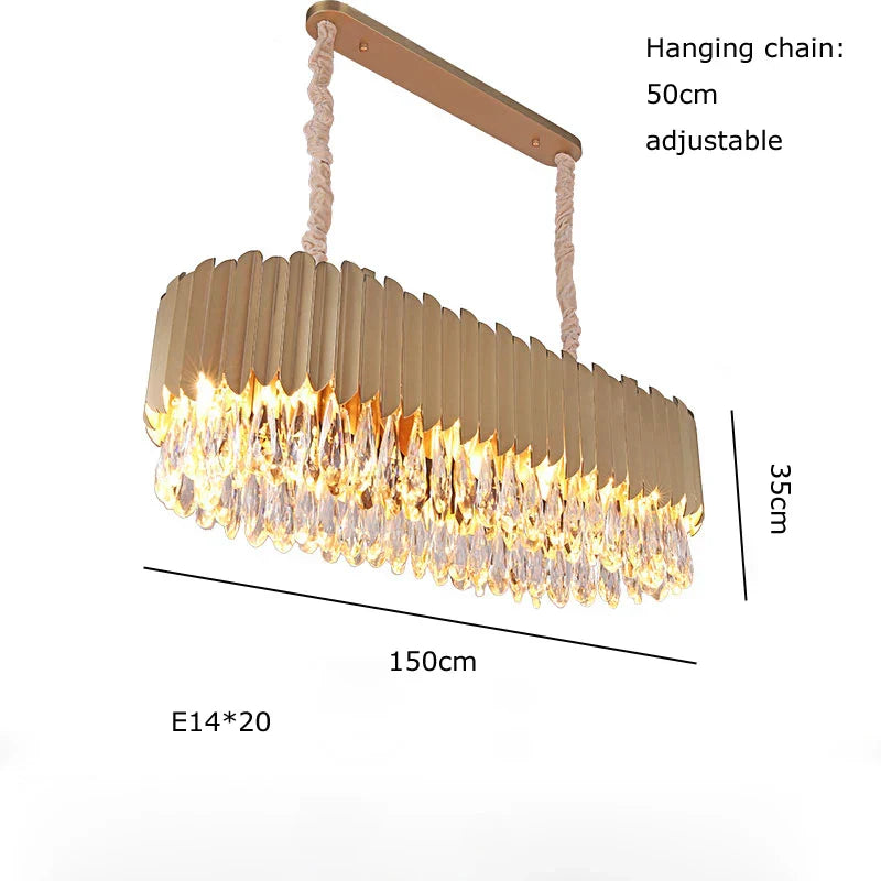 DecorBites™ Gold Crystal Water Droplet Pendant Light - Black Suspension Lamp