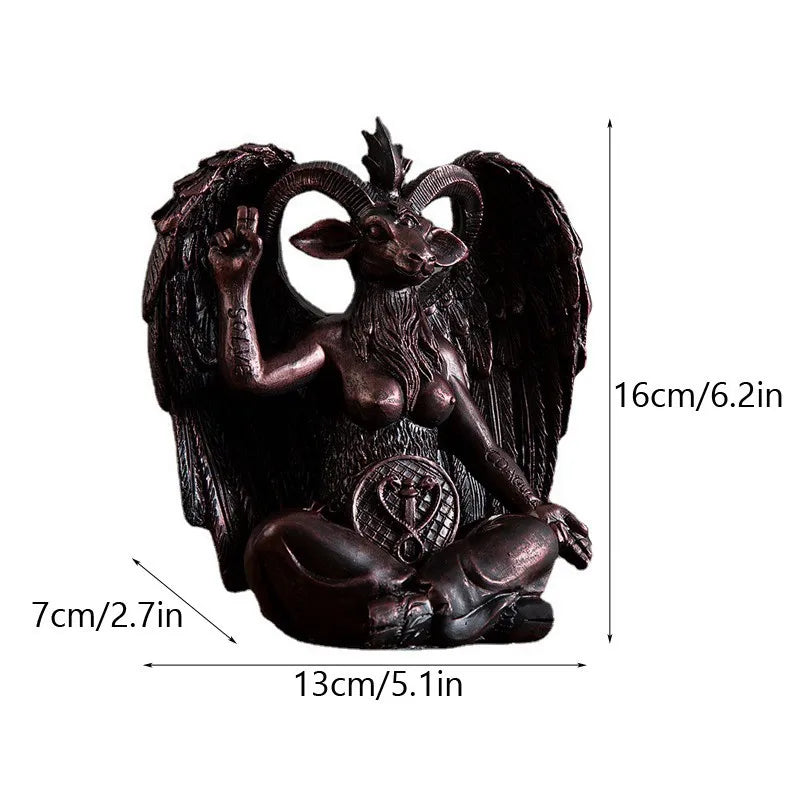 DecorBites™ Baphomet Resin Statue 16cm Tall Horned Sabbatic Goat Figurine