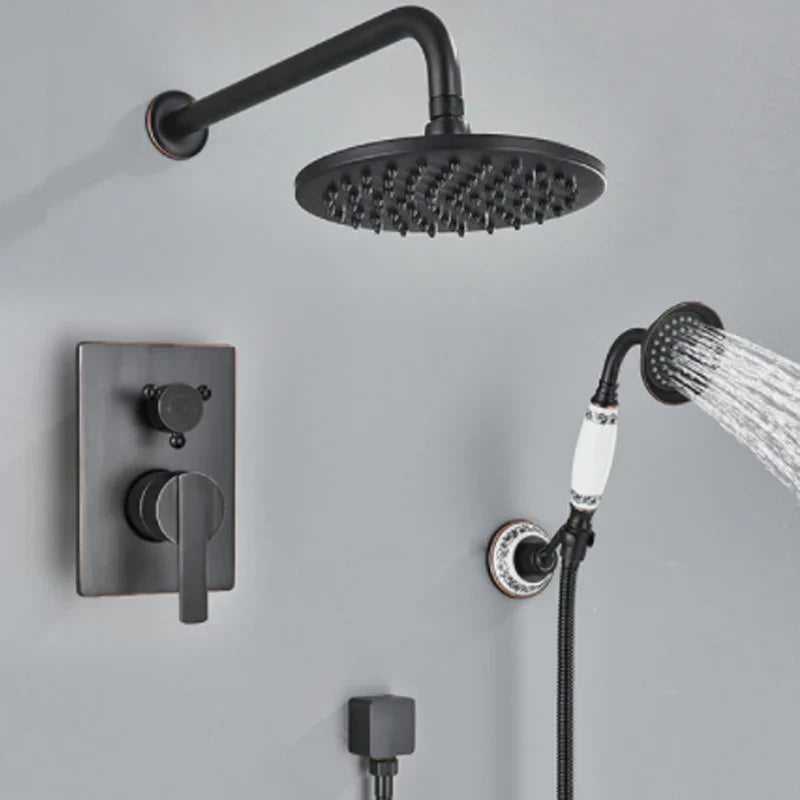 DecorBites™ Black Antique Wall-Mounted Bathroom Rain Shower System
