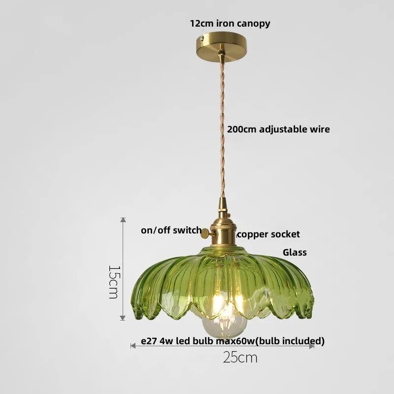 DecorBites™ Glass LED Pendant Lamp with Wood Handle - Modern Nordic Hanging Light