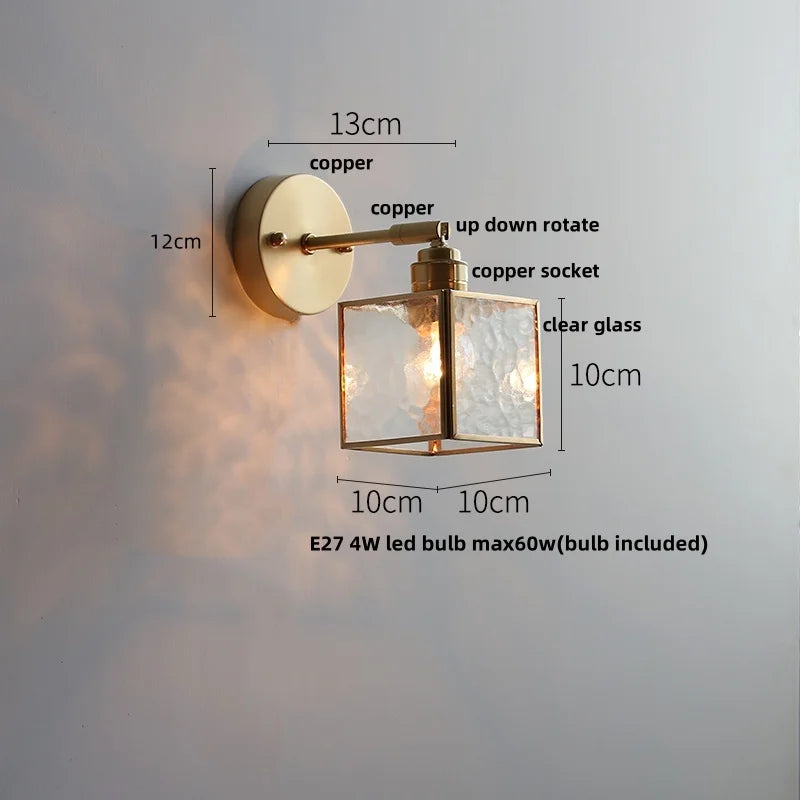 DecorBites™ Japanese Style LED Wall Light Clear Glass Pull Chain Switch Bedside Lamp