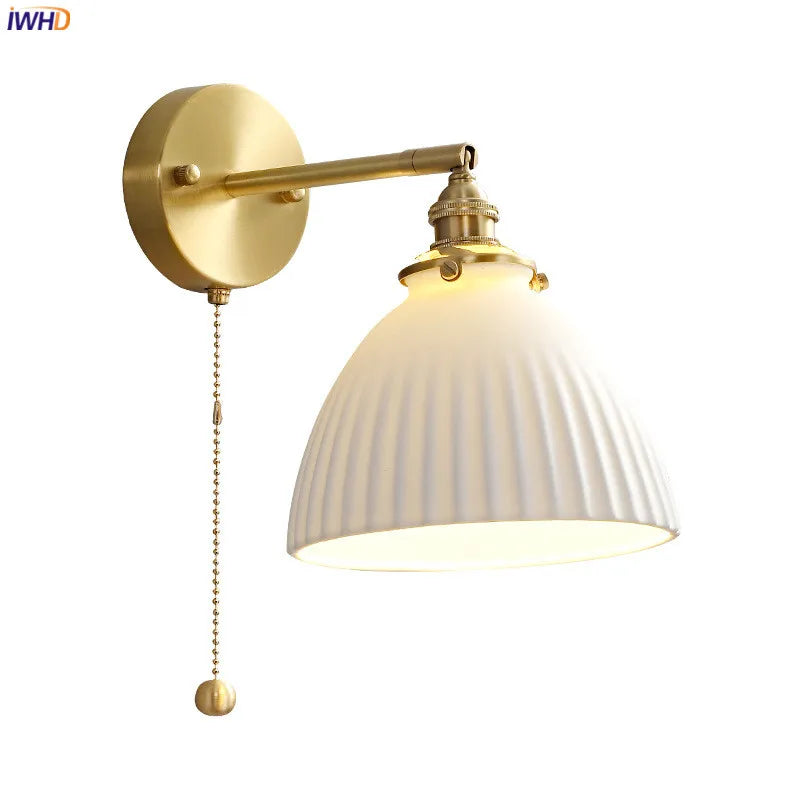 DecorBites™ Ceramic LED Wall Sconce: Modern Copper Indoor Luminaria for Bedroom, Mirror, Stairway