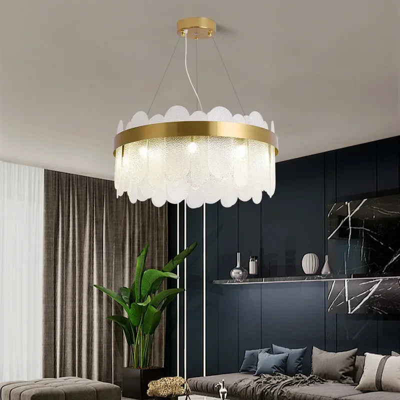 DecorBites™ Crystal LED Chandelier: Modern Round Ceiling Lamp for Living Room, Bedroom & Hotel