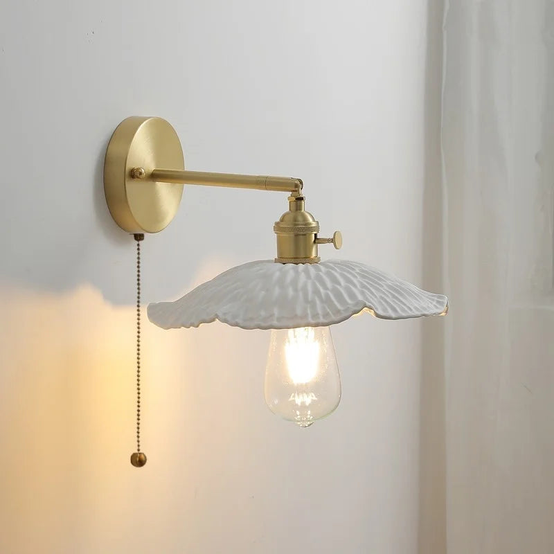 DecorBites™ Ceramic Copper LED Wall Light with Pull Chain Switch for Modern Nordic Home Decor