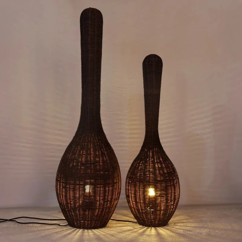 DecorBites™ Bamboo Floor Lamp: Unique Rattan Light for Living Room, Bedroom, Teahouse Decor